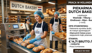 PRACOWNIK PIEKARNI (DUTCH BAKERY) | Tilburg | €14.71