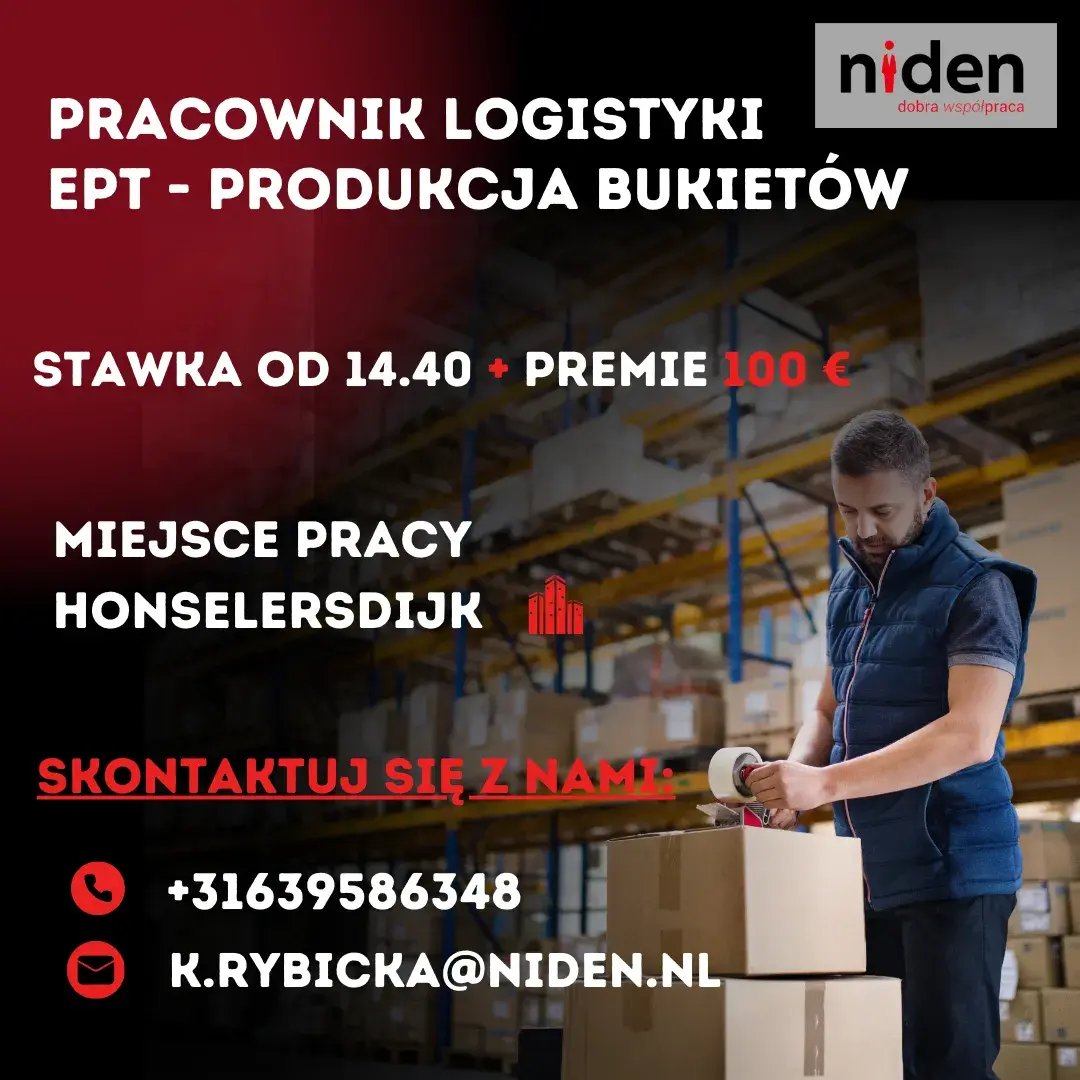 PRACA PRZY PRODUKCJI BUKIETÓW RĘCZNYCH I BANDOWYCH- 14.40 + Premie -Honselersdijk