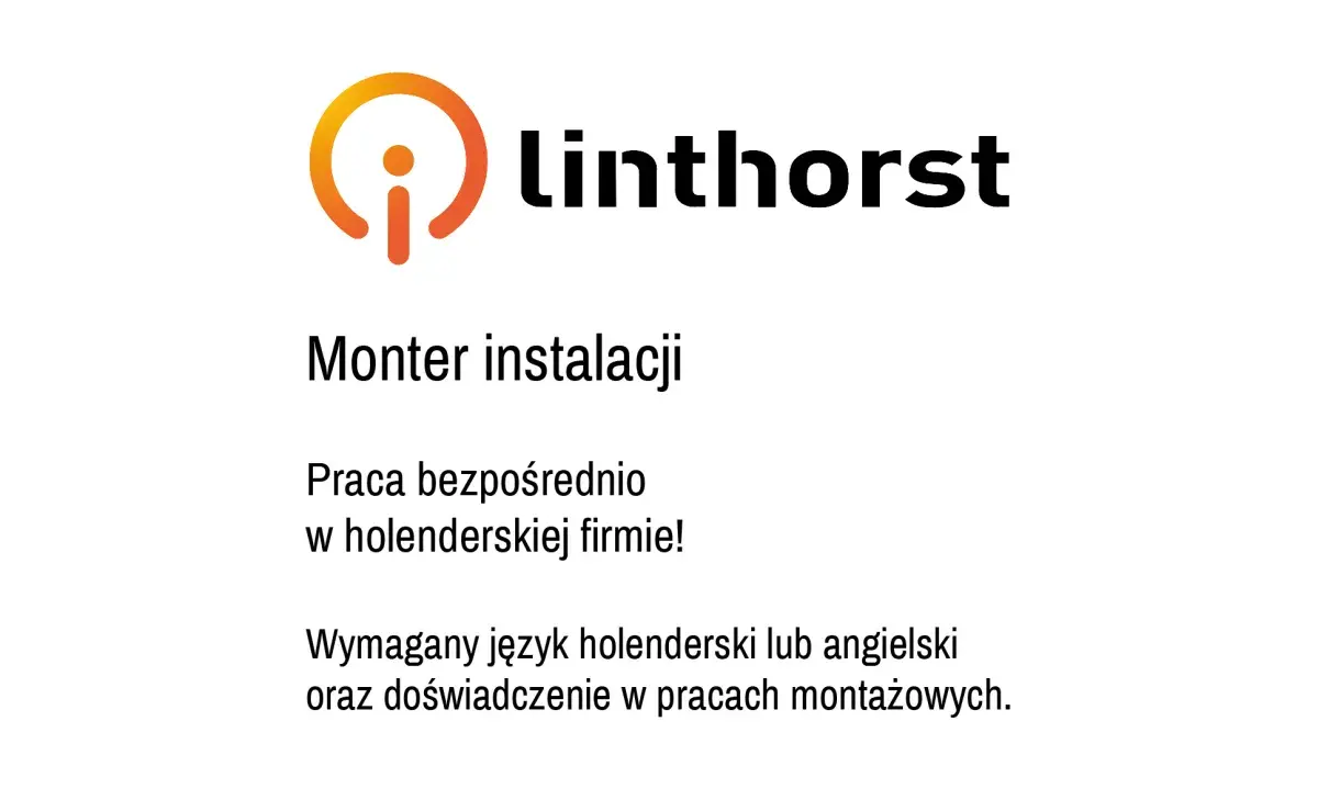 Monter instalacji - Praca bezpośrednio w holenderskiej firmie!
