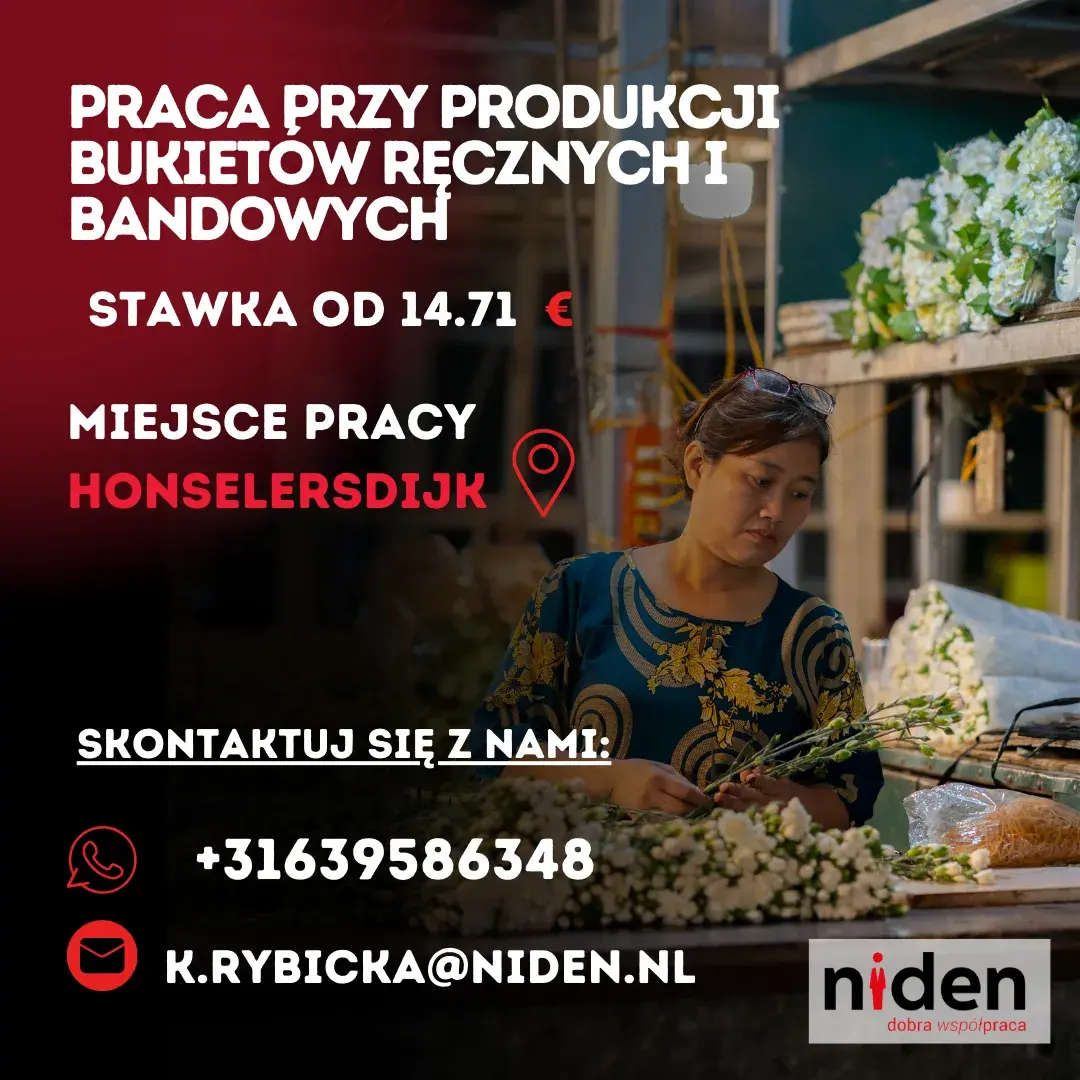 PRACA PRZY PRODUKCJI BUKIETÓW BANDOWYCH | Honselersdijk | €14.71