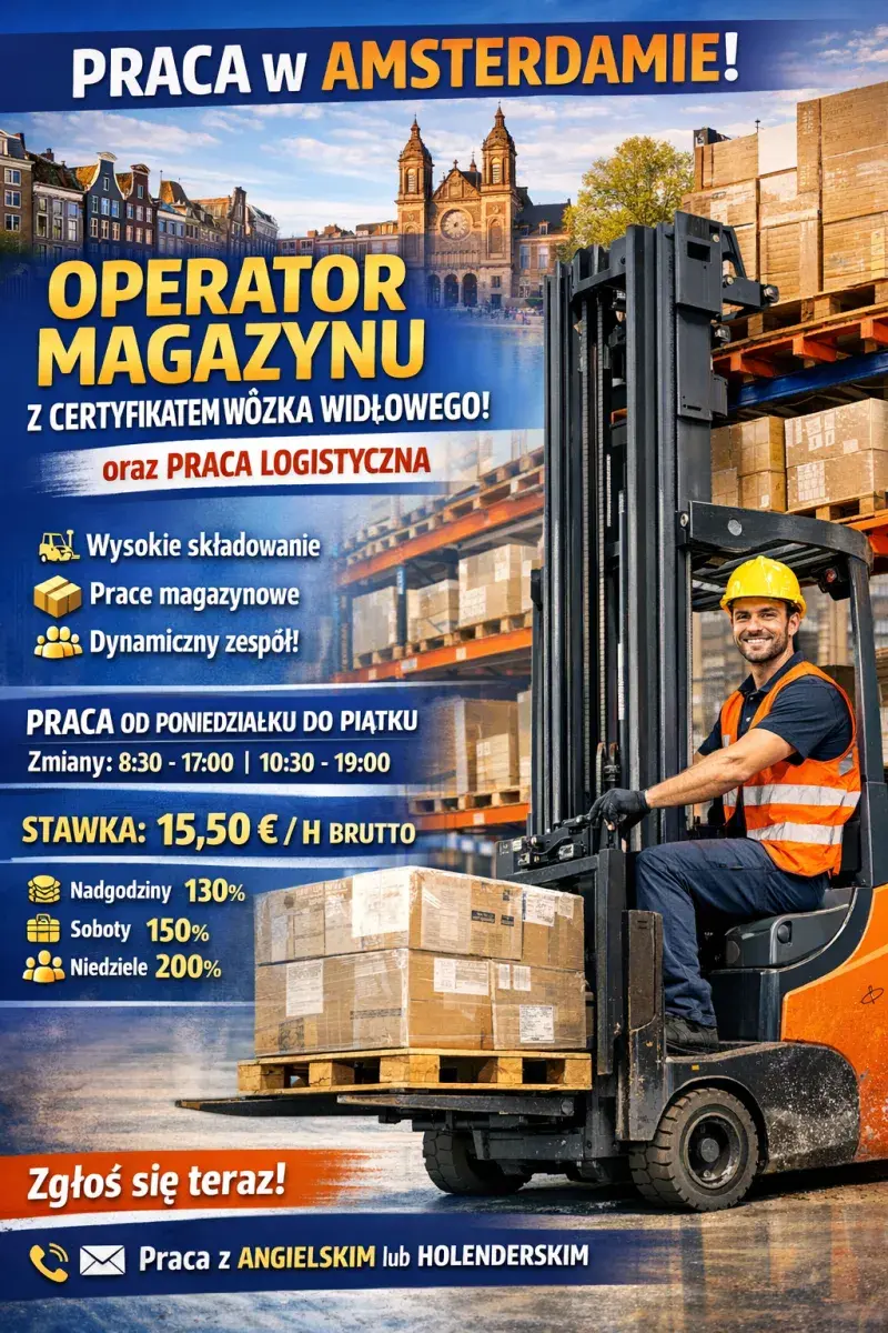Praca w magazynie | Amsterdam | €15.50
