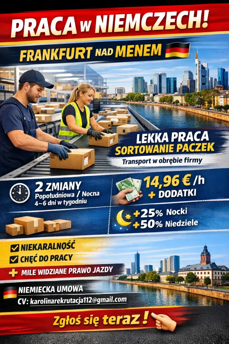 Niemcy-Pakowanie lekkich paczek | Frankfurt nad Menem | €14.96
