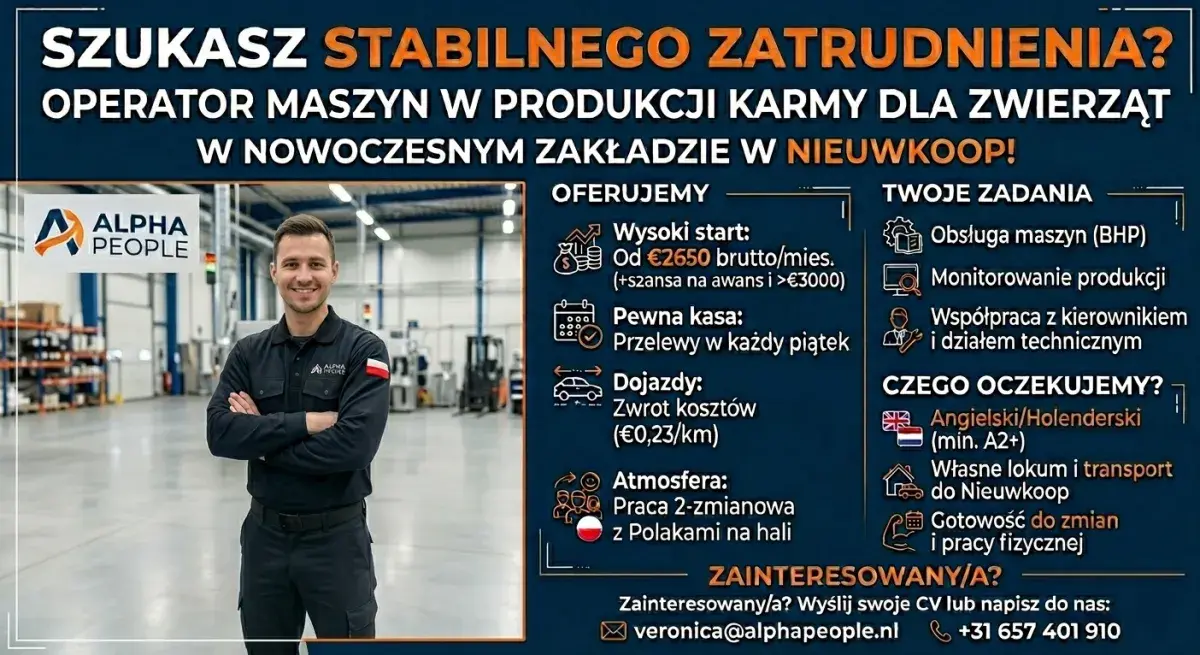 Praca dla mężczyzn na produkcji obok Goudy z min. doświadczeniem | Nieuwkoop | €2650.00