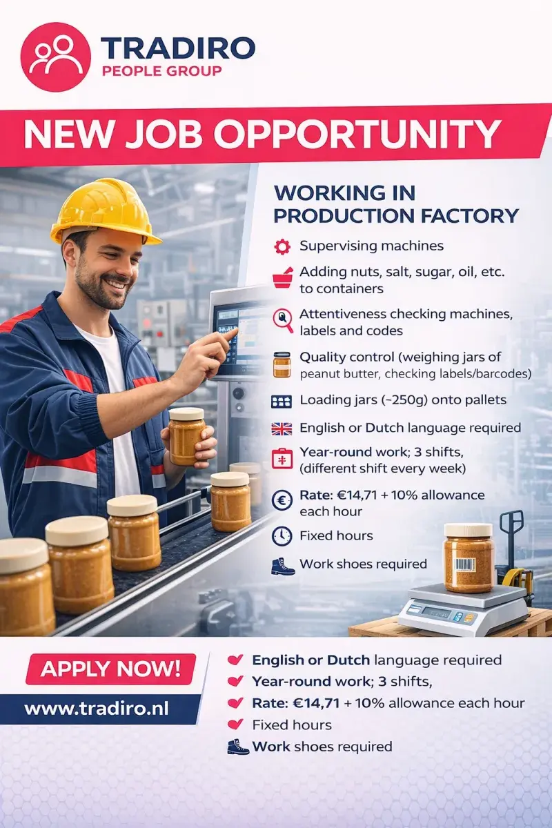 Praca przy produkcji masla orzechowego w Rotterdam / zakwaterowanie/ transport  | Maasdijk | €14.71