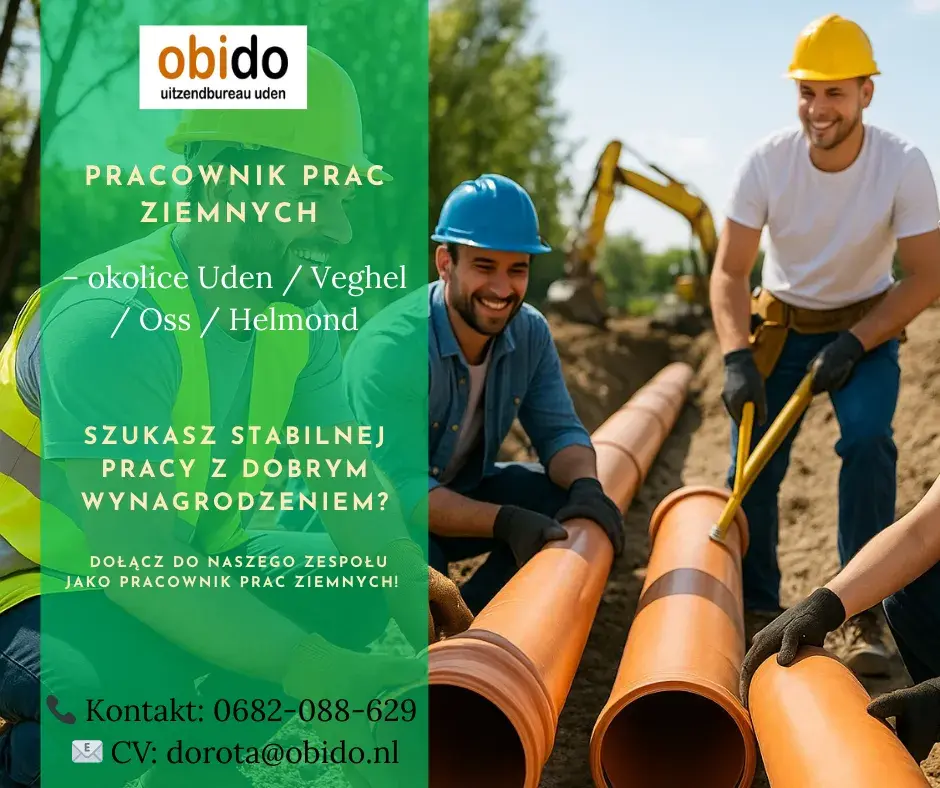  Pracownik prac ziemnych – pomocnik UDEN | Uden | €20.00
