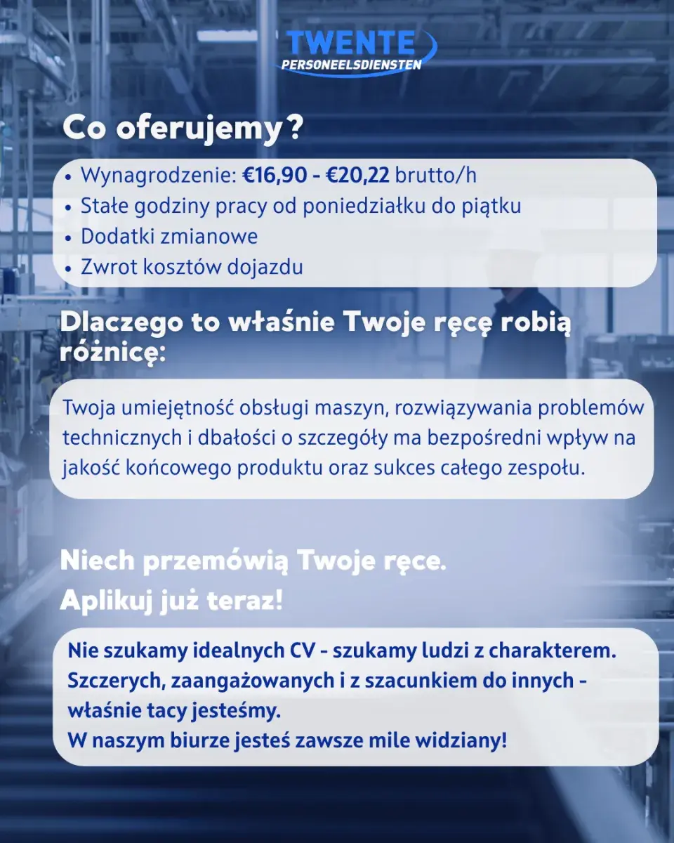 Operator Maszyn - Nijverdal | Nijverdal | €16.90