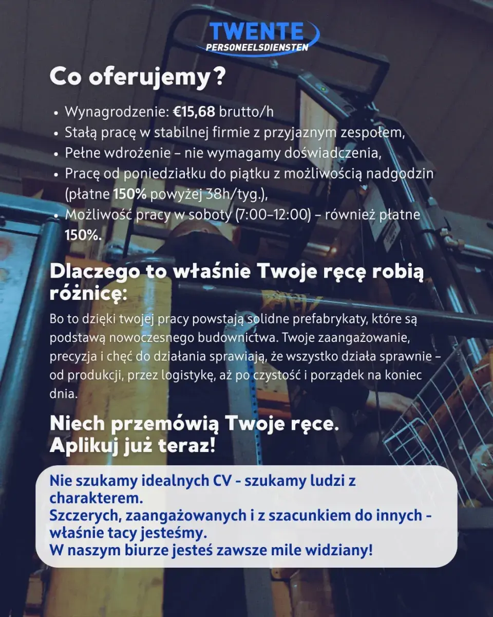 Pracownik produkcji prefabrykatów betonowych – Markelo | Markelo | €15.68