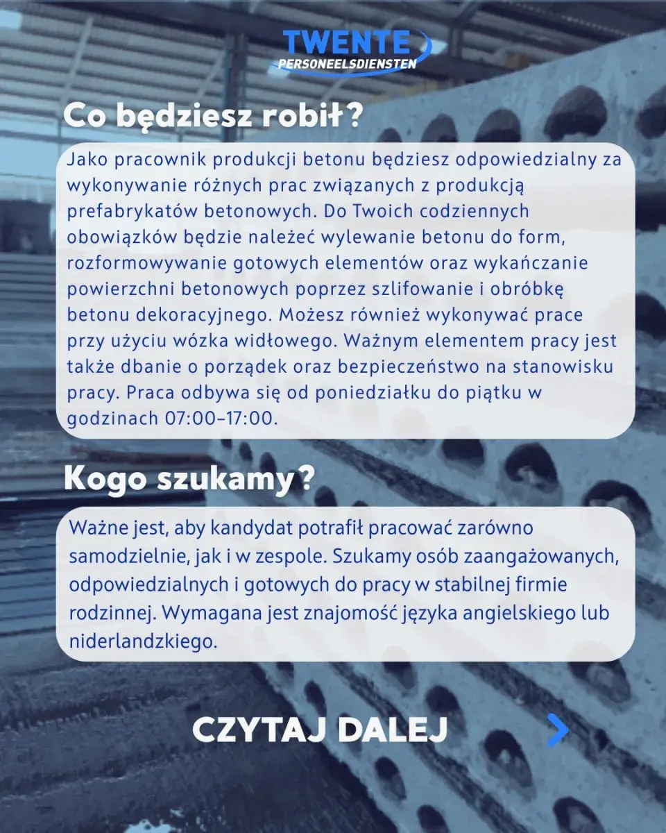 Pracownik Produkcji Beton - Enter | Enter | €16.59
