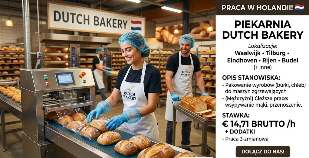 PRACOWNIK PIEKARNI (DUTCH BAKERY) | Tilburg | €14.71