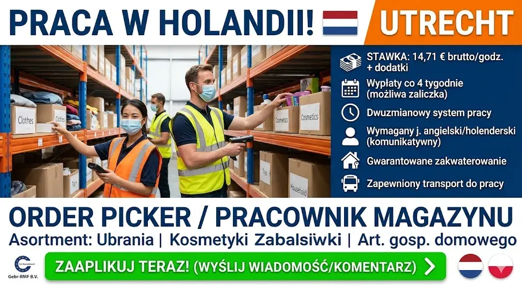 Order Picker / Pracownik magazynu – Utrecht | Ultrecht | €14.71
