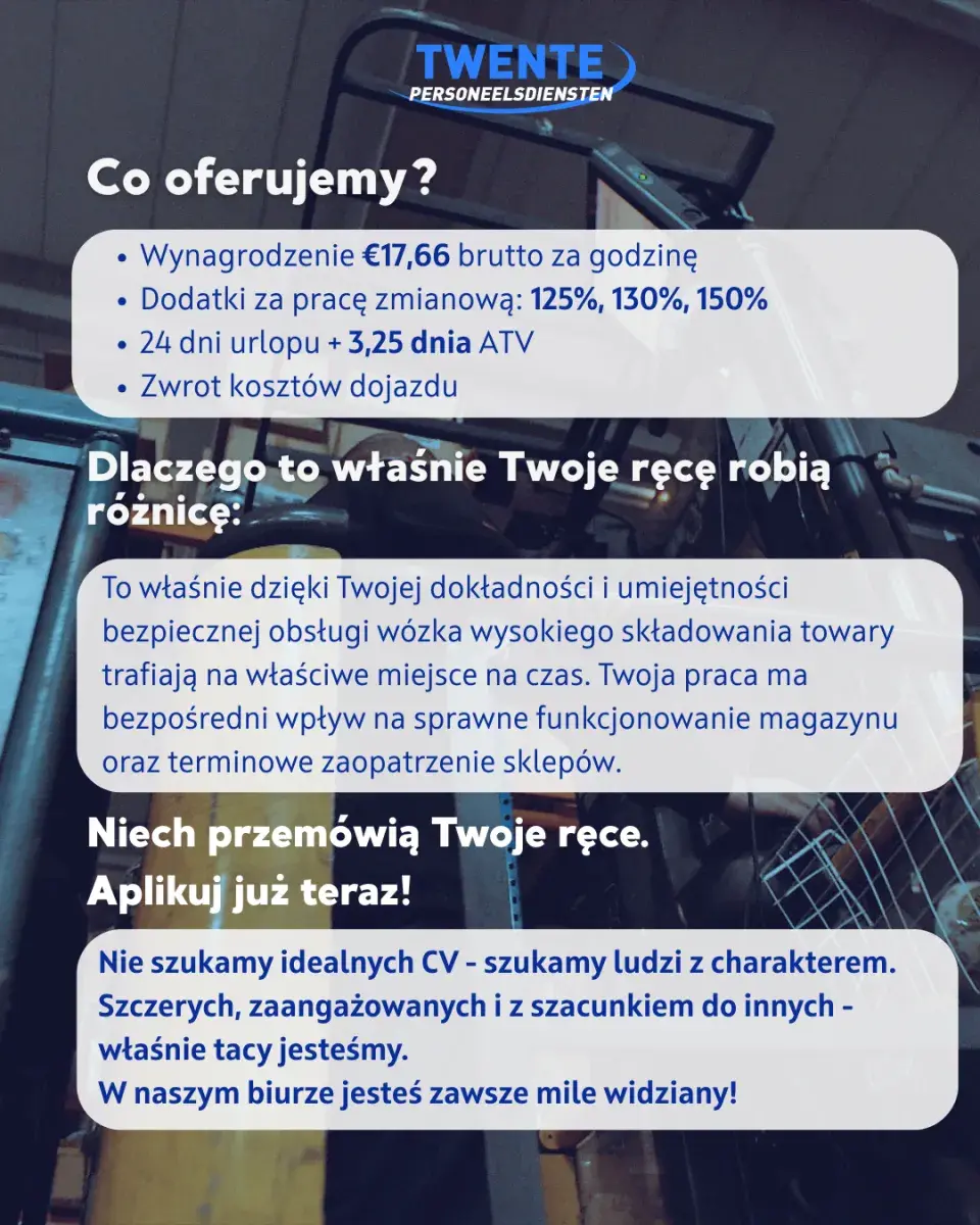 Kierowca wózka widłowego - możliwość zakwaterowania | Deventer | €17.66