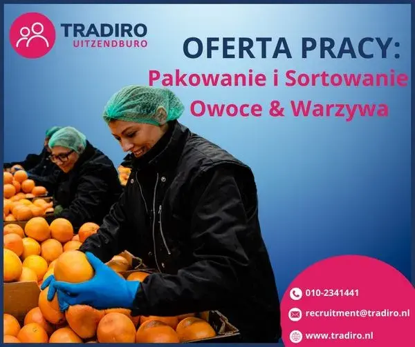 Pracownik produkcji- sortowanie i pakowanie warzyw i owoców | Ridderkerk  | €14.99