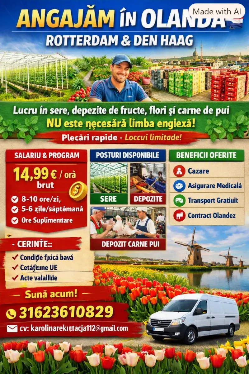 ANGAJĂM ÎN OLANDA – ROTTERDAM & DEN HAAG 🇳🇱 | Haga | €14.99